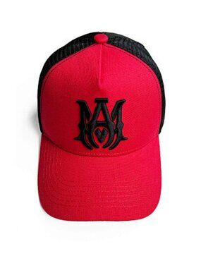 AMIRI Red and Black Logo Trucker Hat